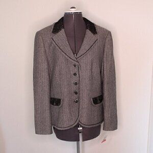NWT Gerry Weber jacket size 10 blazer gray and black